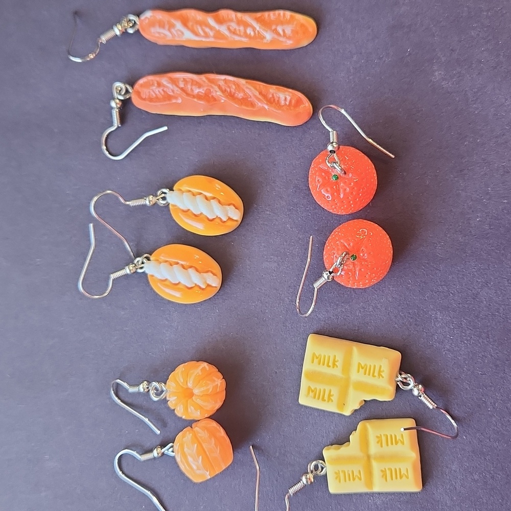 Colorful Food-Themed Earrings Set 5 Pairs NEW